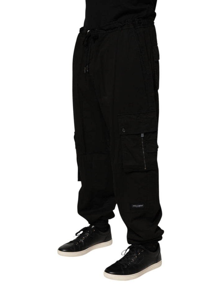Dolce &amp; Gabbana Black Cotton Cargo Jogger Sweatpants Pants