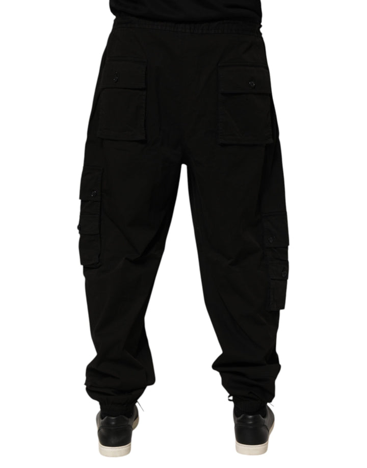 Dolce &amp; Gabbana Black Cotton Cargo Jogger Sweatpants Pants