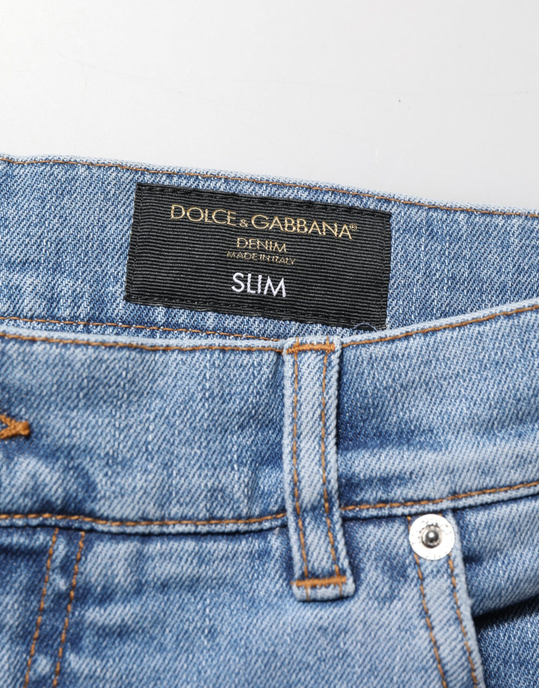 Dolce &amp; Gabbana Blue Tattered Slim Fit Cotton Denim Jeans