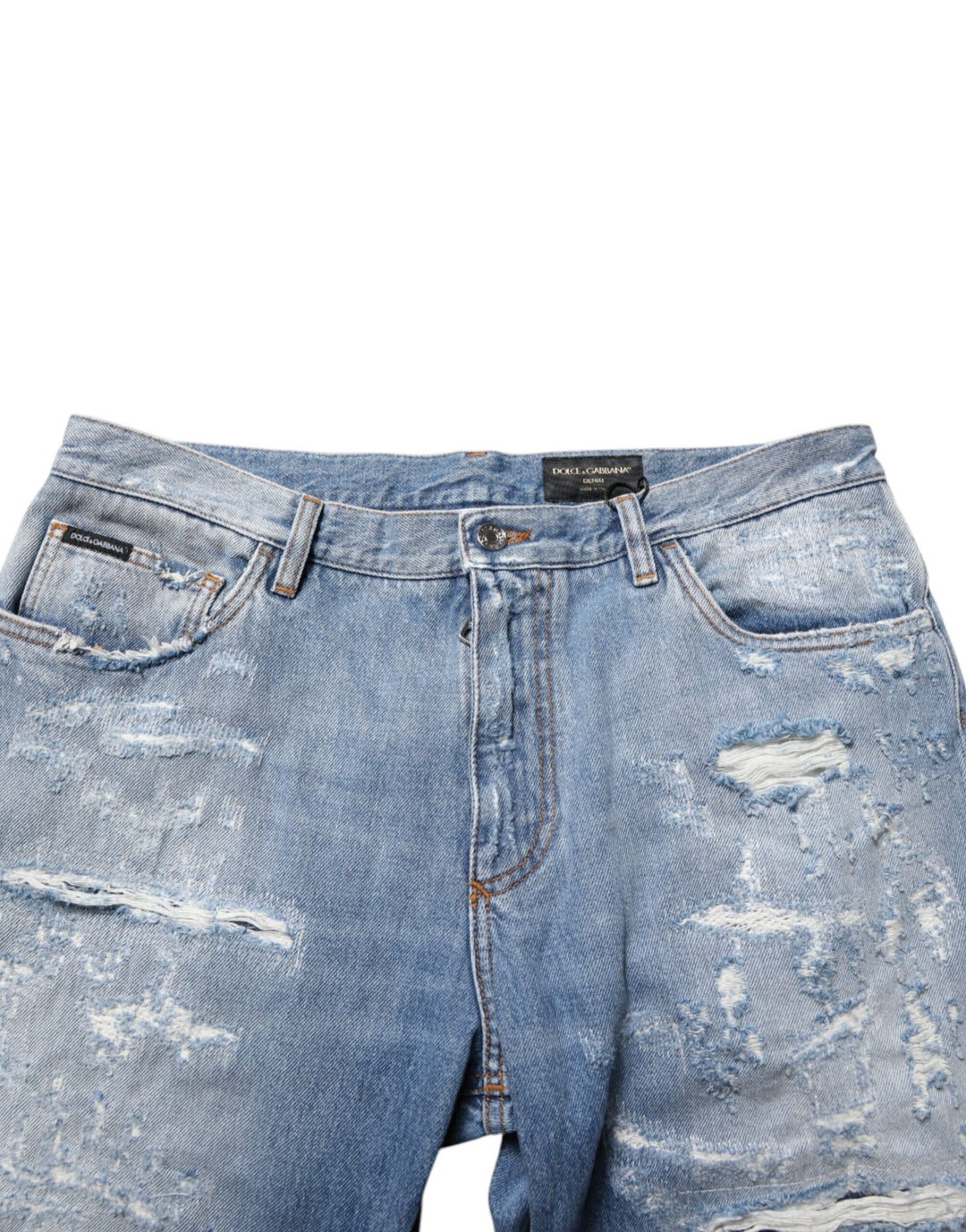 Dolce &amp; Gabbana Blue Distressed Ripped Denim Trouser Jeans