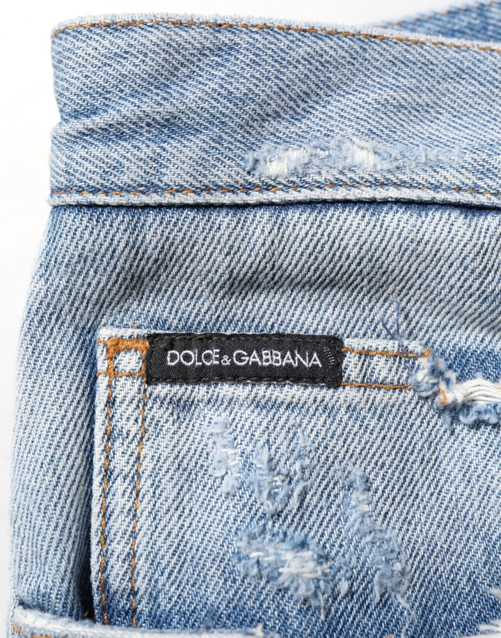 Dolce &amp; Gabbana Blue Distressed Ripped Denim Trouser Jeans