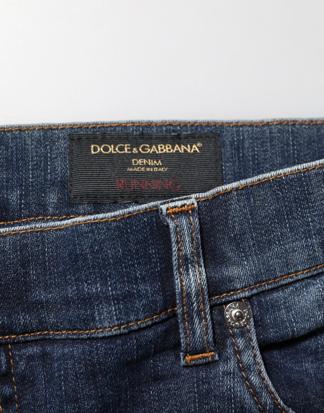 Dolce &amp; Gabbana Dark Blue Washed Running Ripped Denim Jeans