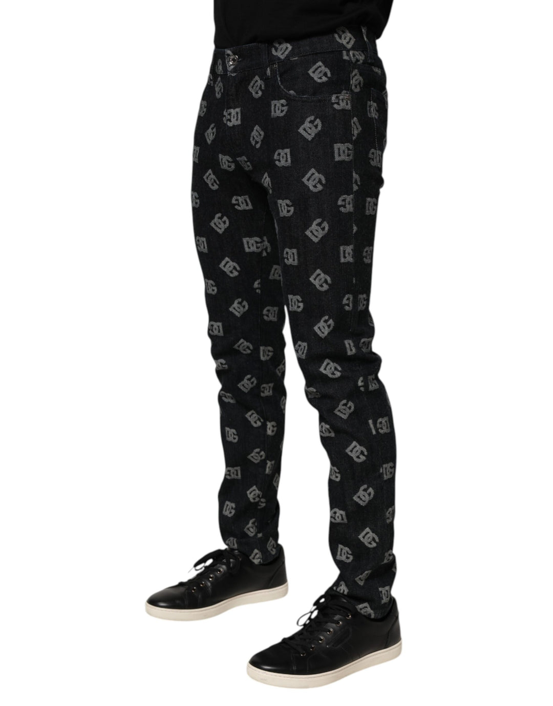 Dolce &amp; Gabbana Black DG Monogram Cotton Skinny Denim Jeans