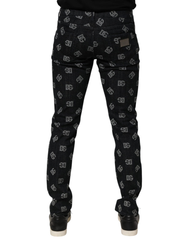 Dolce &amp; Gabbana Black DG Monogram Cotton Skinny Denim Jeans