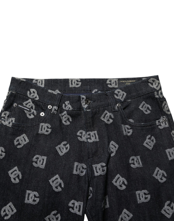 Dolce &amp; Gabbana Black DG Monogram Cotton Skinny Denim Jeans