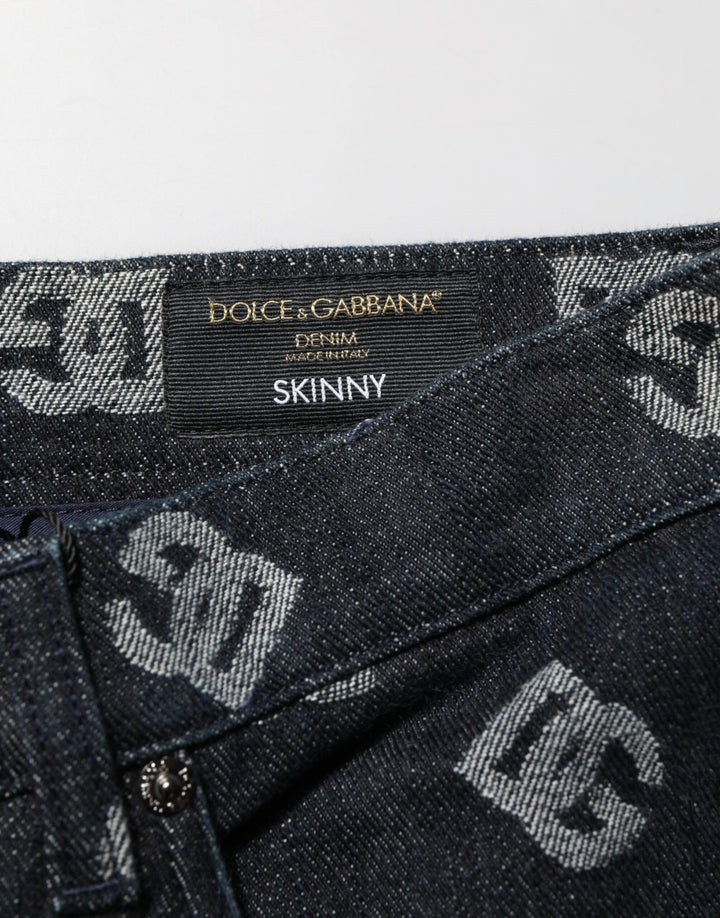 Dolce &amp; Gabbana Black DG Monogram Cotton Skinny Denim Jeans