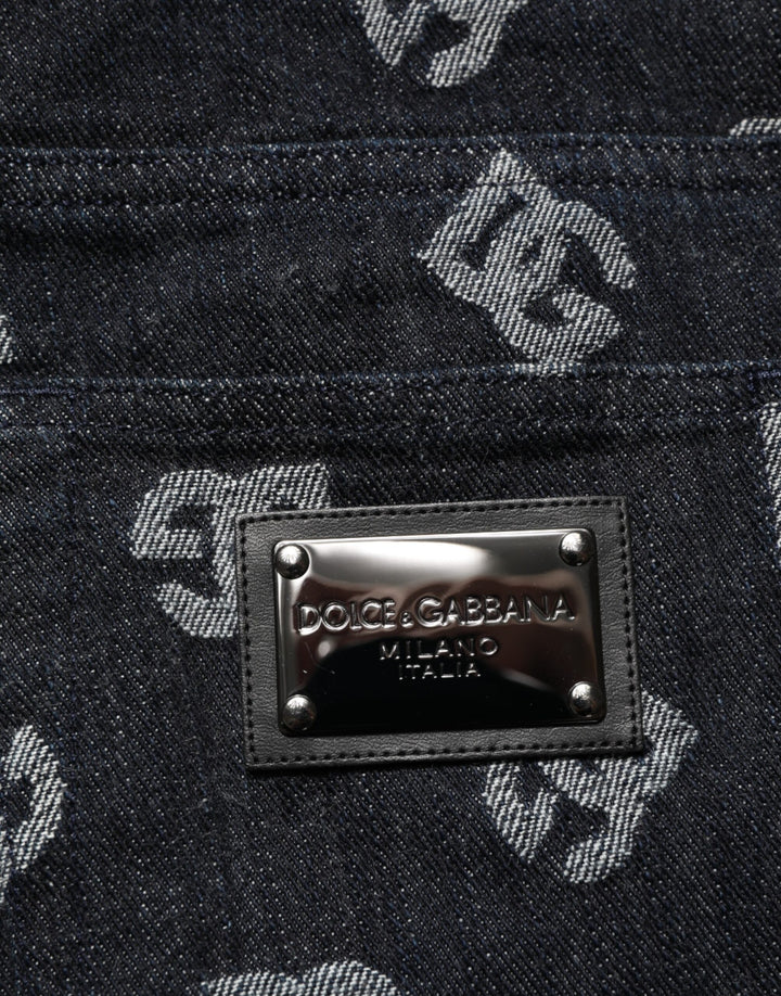 Dolce &amp; Gabbana Black DG Monogram Cotton Skinny Denim Jeans