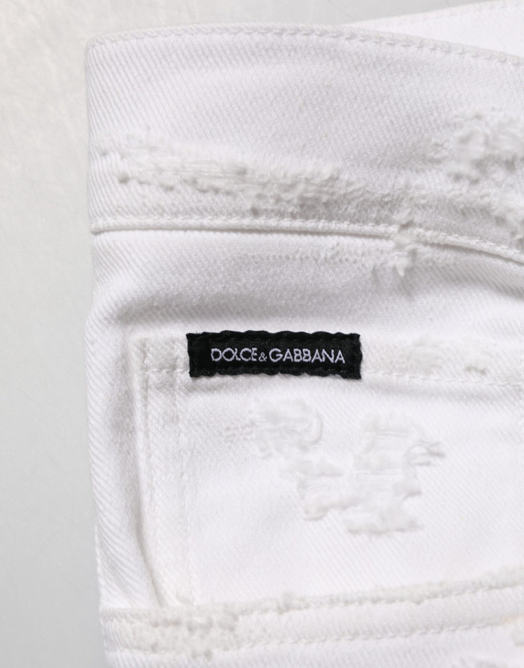 Dolce &amp; Gabbana White Distressed Ripped Denim Trouser Jeans