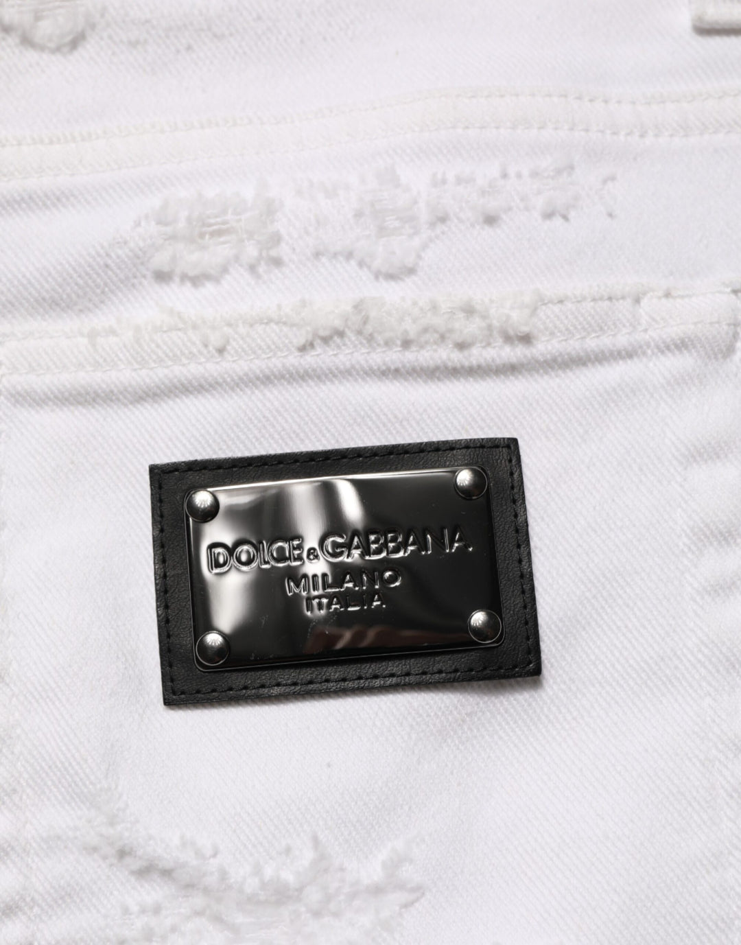Dolce &amp; Gabbana White Distressed Ripped Denim Trouser Jeans