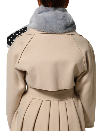 Écharpe cache-cou en fourrure de vison bleu poudré Dolce &amp; Gabbana