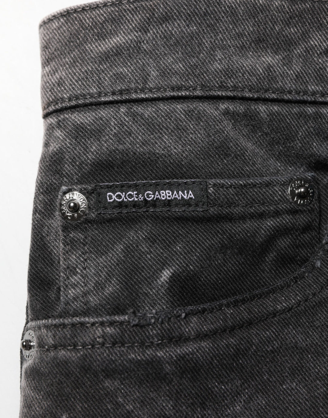 Dolce &amp; Gabbana Black Cotton Mid Waist Denim Men Bermuda Short