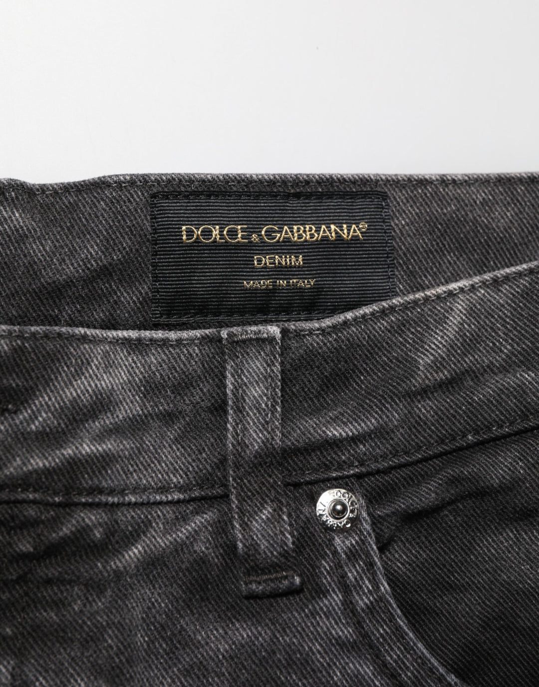 Dolce &amp; Gabbana Black Cotton Mid Waist Denim Men Bermuda Short