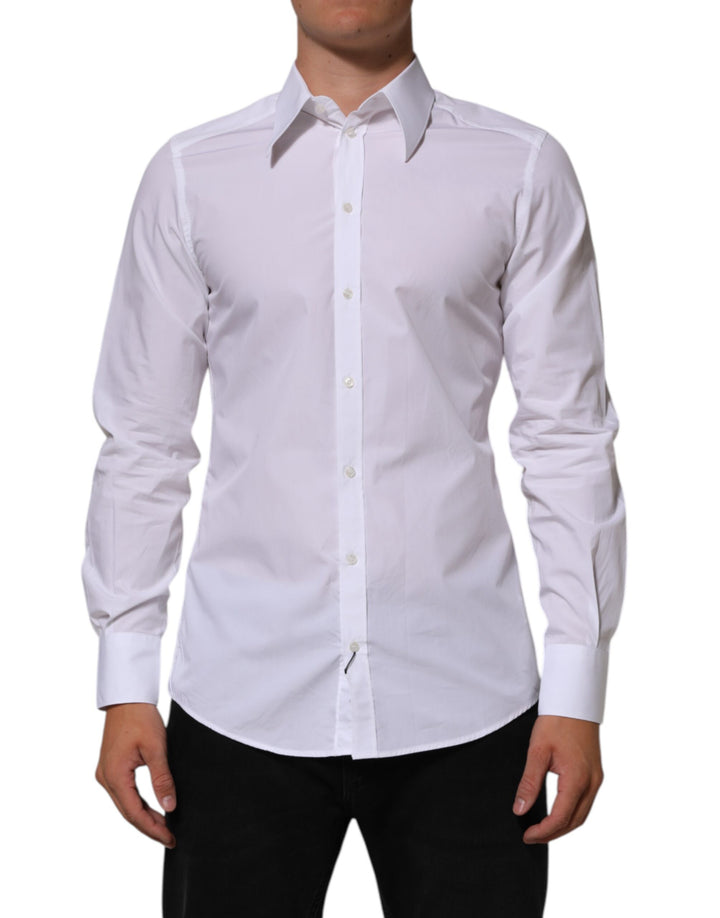 Dolce &amp; Gabbana White Cotton MARTINI Men Formal Dress Shirt