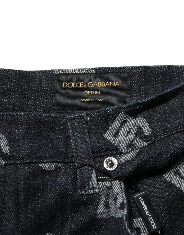 Dolce &amp; Gabbana Black Monogram Denim Cargo Men Bermuda Short