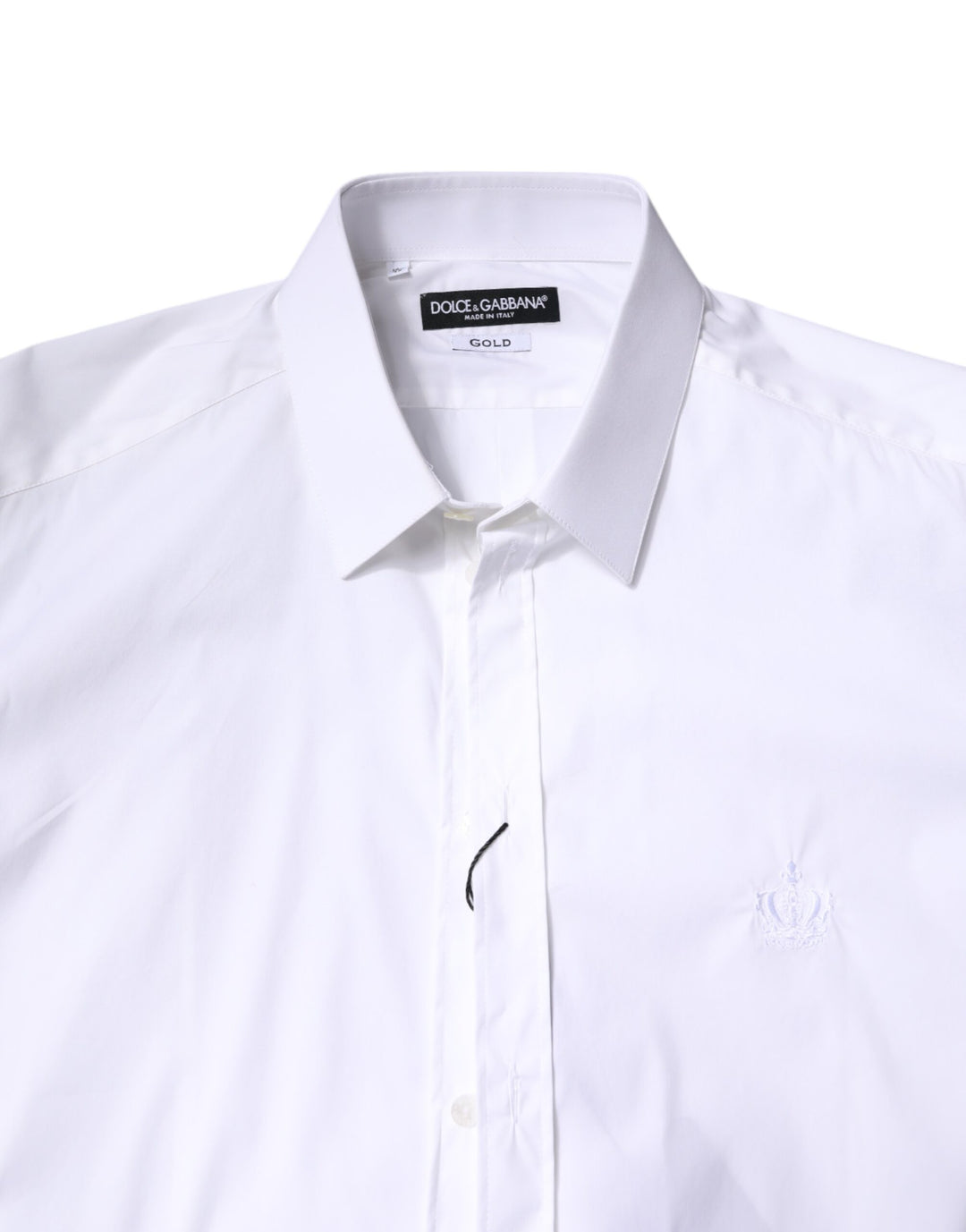 Dolce &amp; Gabbana White Cotton Collared GOLD FormalDress Shirt