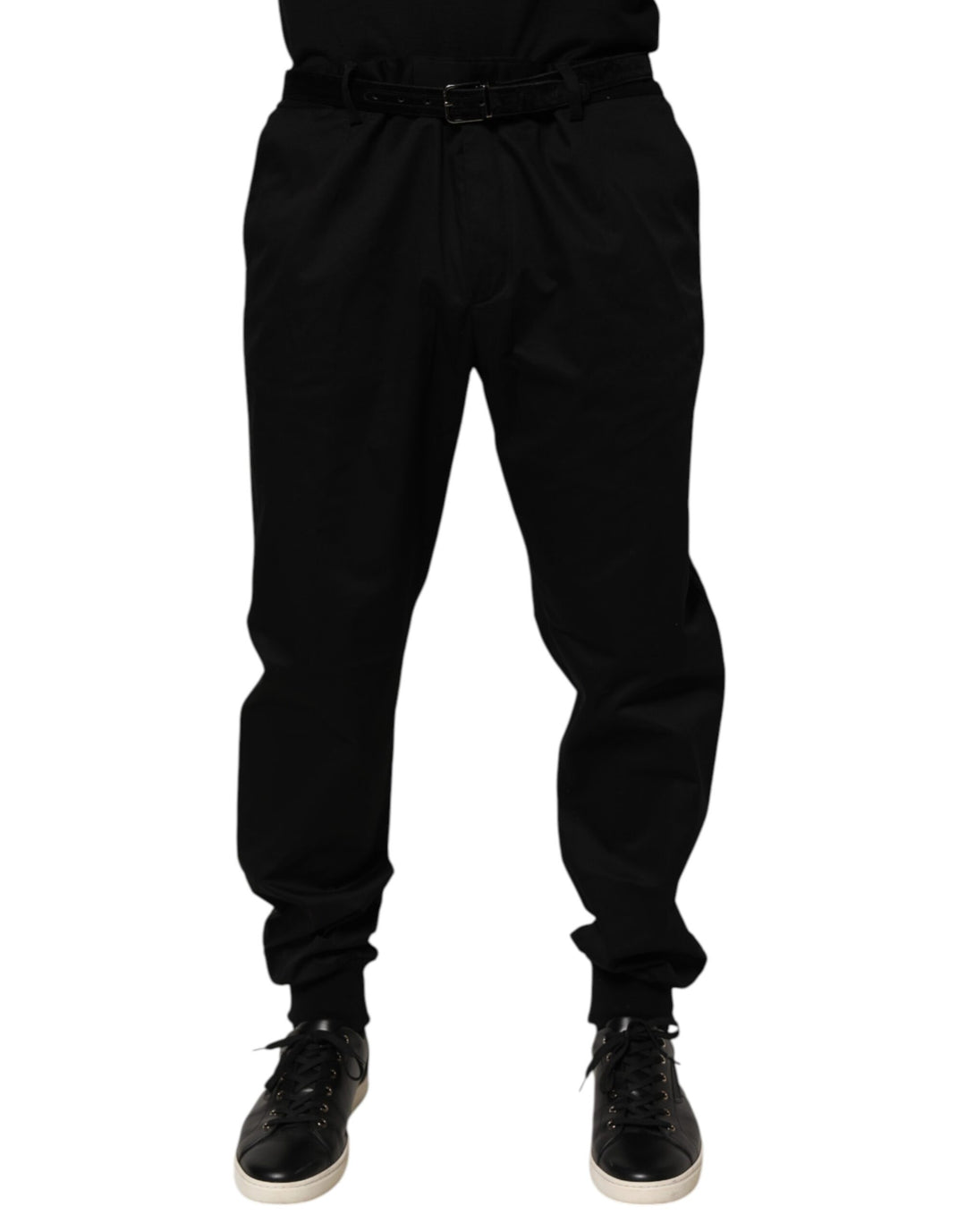 Dolce &amp; Gabbana Black Cotton Stretch Casual Trouser Pants