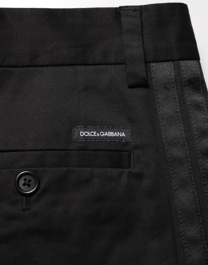 Dolce &amp; Gabbana Black Cotton Stretch Casual Trouser Pants
