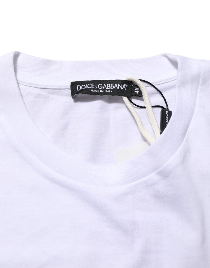 Dolce &amp; Gabbana White Graphic Print Cotton Crew Neck T-shirt