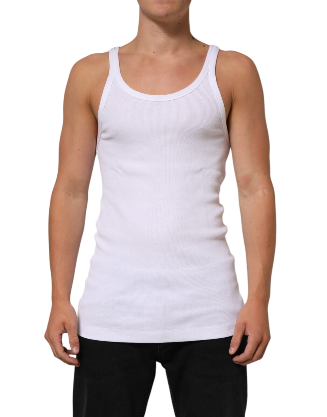 Dolce &amp; Gabbana White Sleeveless Round Neck Tank Top T-shirt