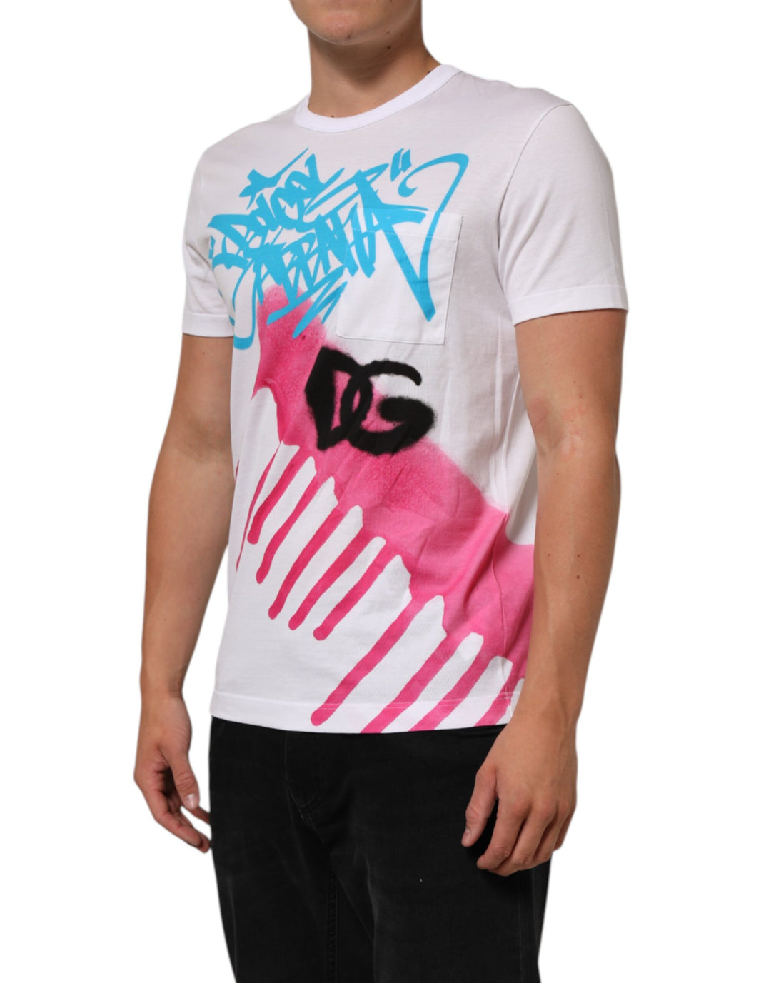 Dolce &amp; Gabbana White Graphic Print Cotton Crew Neck T-shirt