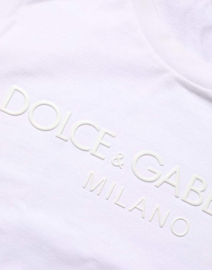 Dolce &amp; Gabbana White Cotton Crew Neck Short Sleeves T-shirt