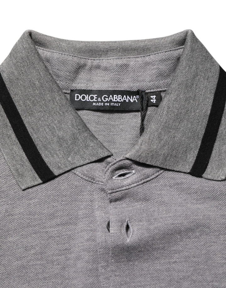Dolce &amp; Gabbana Gray Logo Embroidery Collared Polo T-shirt