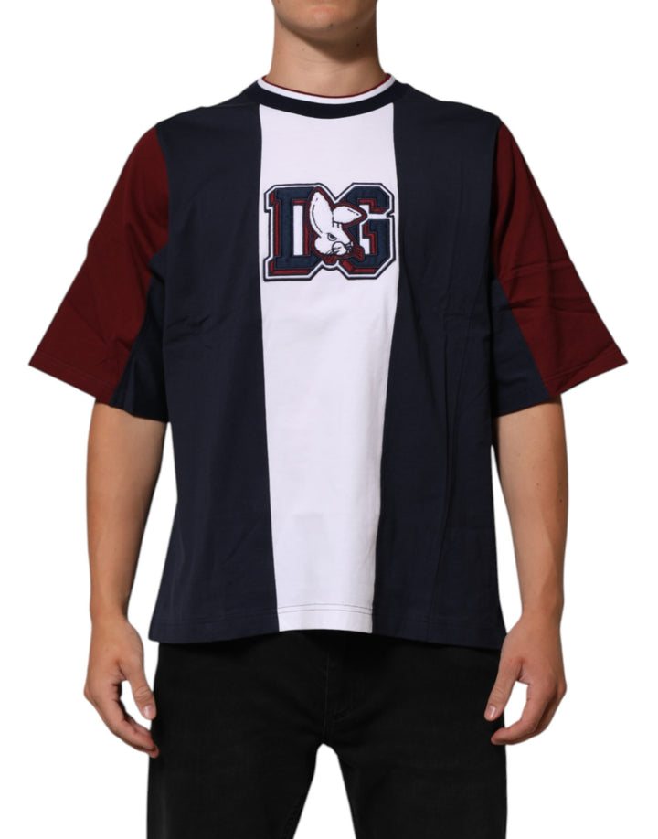 Dolce &amp; Gabbana Multicolor Striped Cotton Men Crew Neck T-shirt
