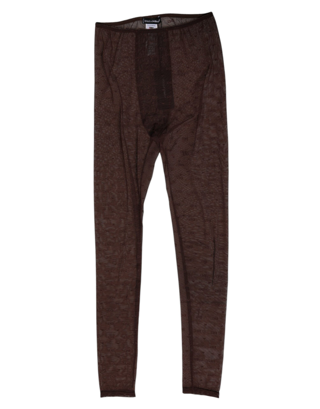 Dolce &amp; Gabbana Brown Nylon Logo Lace Leggings Pants Underwear