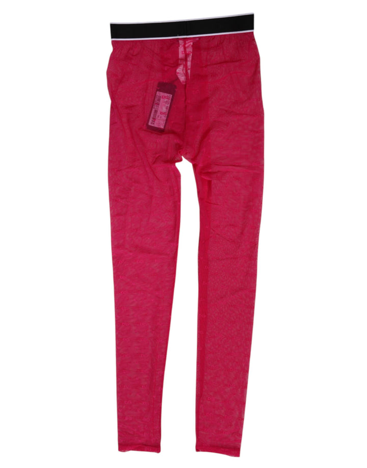 Dolce &amp; Gabbana Fuchsia Nylon Logo Lace Leggings Pants Underwear