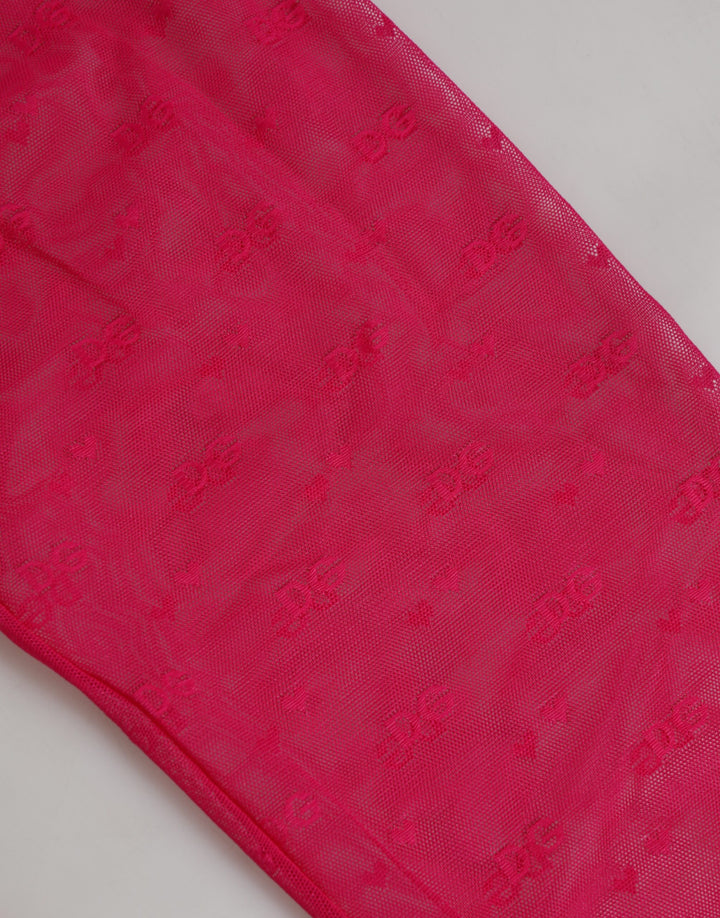 Dolce &amp; Gabbana Fuchsia Nylon Logo Lace Leggings Pants Underwear