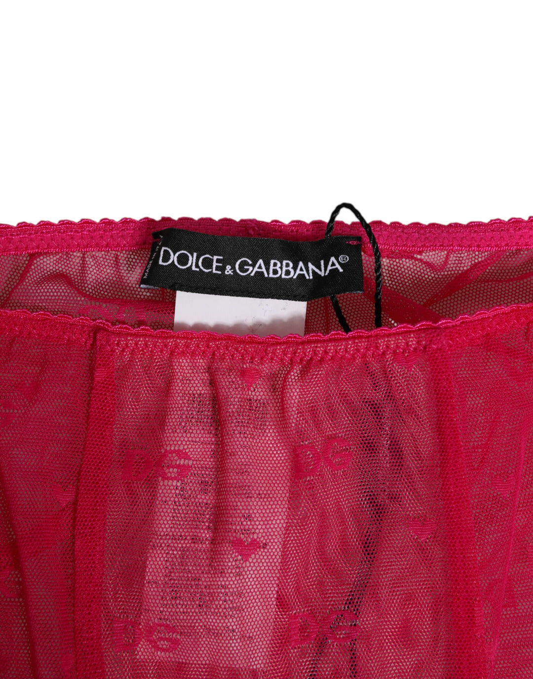 Dolce &amp; Gabbana Fuchsia Logo Lace Tight Midi Trousers Underwear