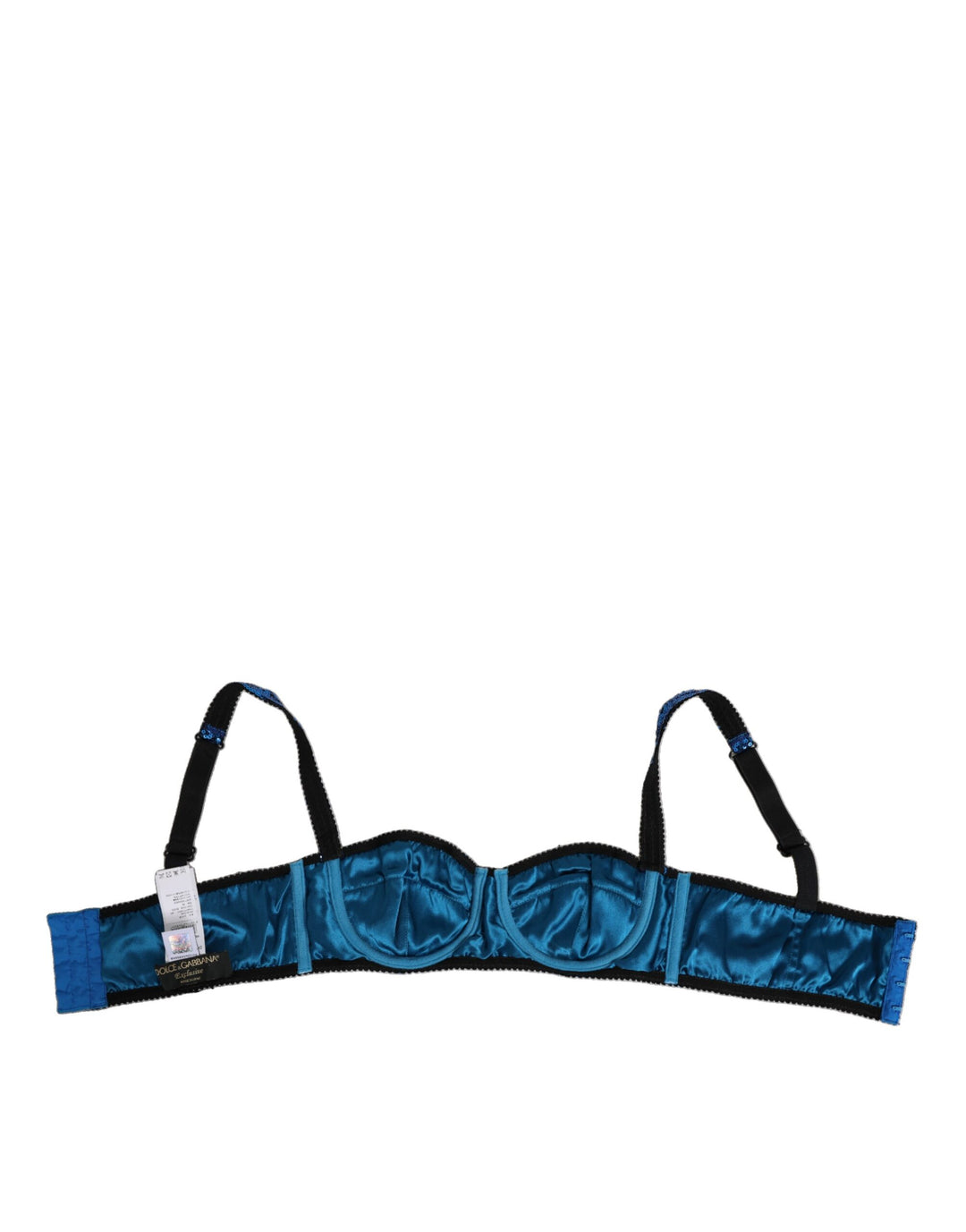 Dolce &amp; Gabbana Blue Sequin Embellished Balconnet Bra Underwear