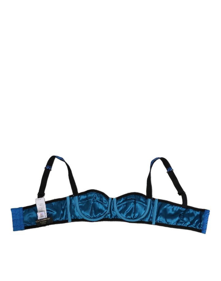 Dolce &amp; Gabbana Blue Sequin Embellished Balconnet Bra Underwear