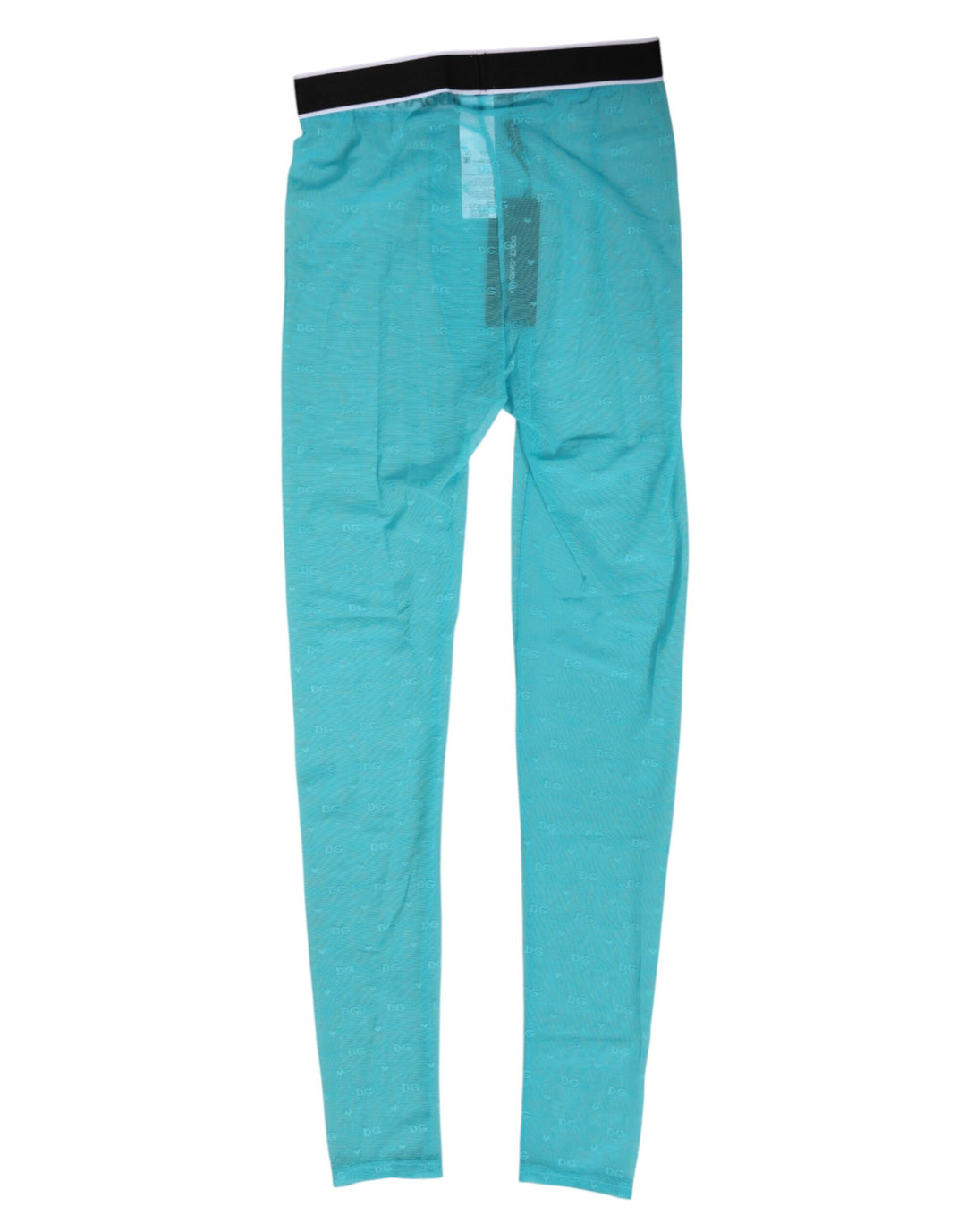 Dolce &amp; Gabbana Light Blue Nylon Logo Lace Leggings Pants Underwear