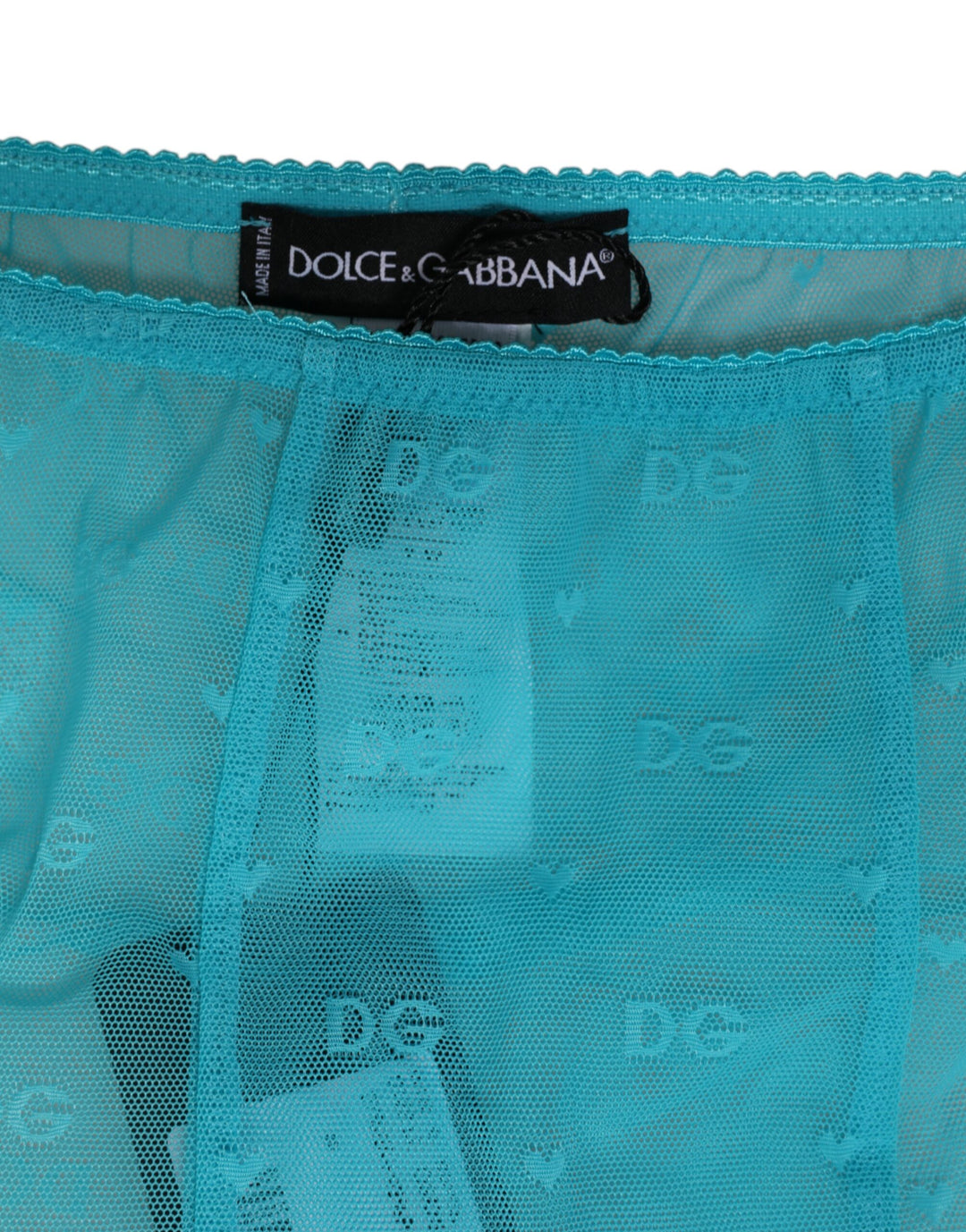 Dolce &amp; Gabbana Light Blue Nylon Logo Lace Leggings Pants Underwear