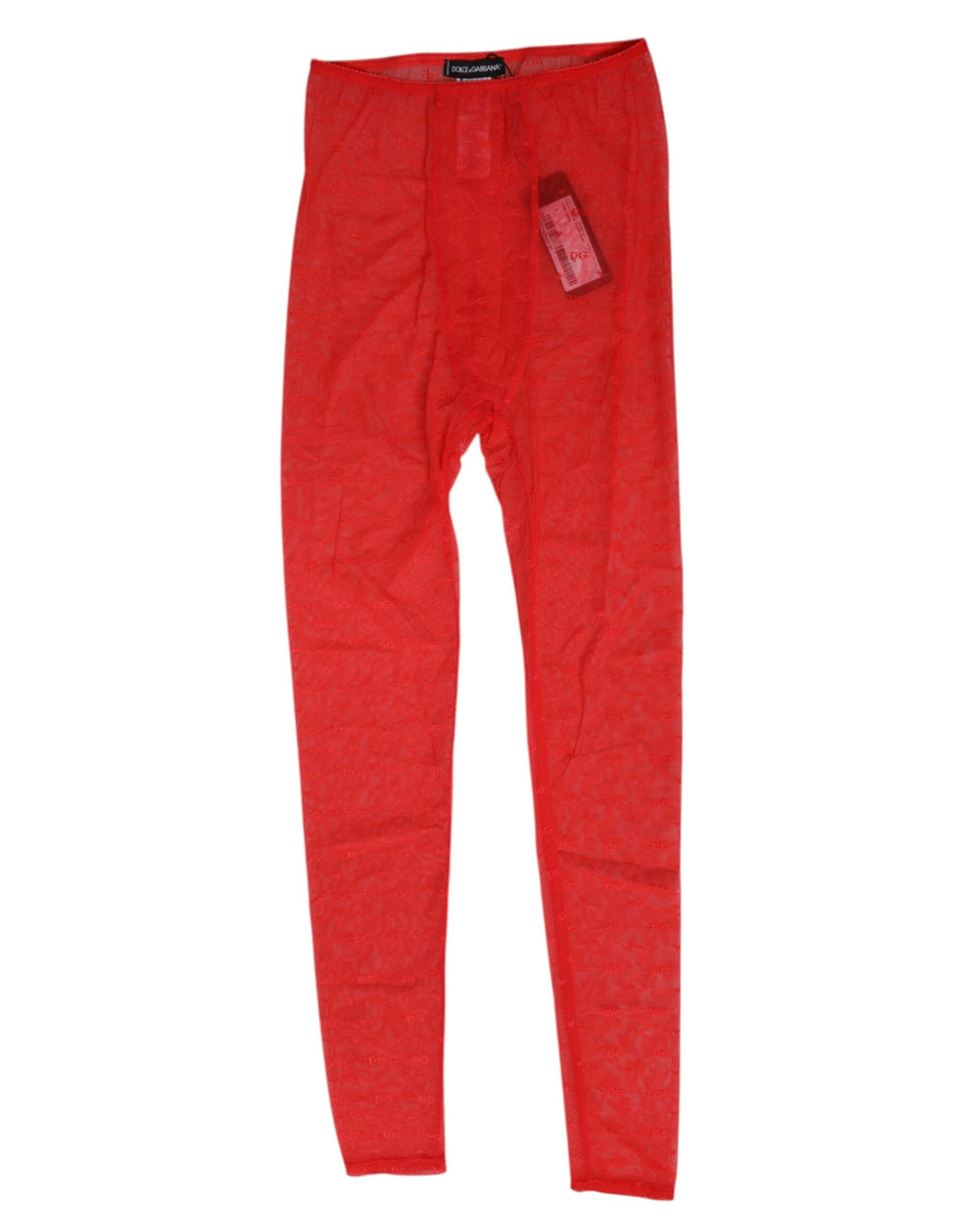 Dolce &amp; Gabbana Red Nylon Logo Lace Leggings Pants Underwear