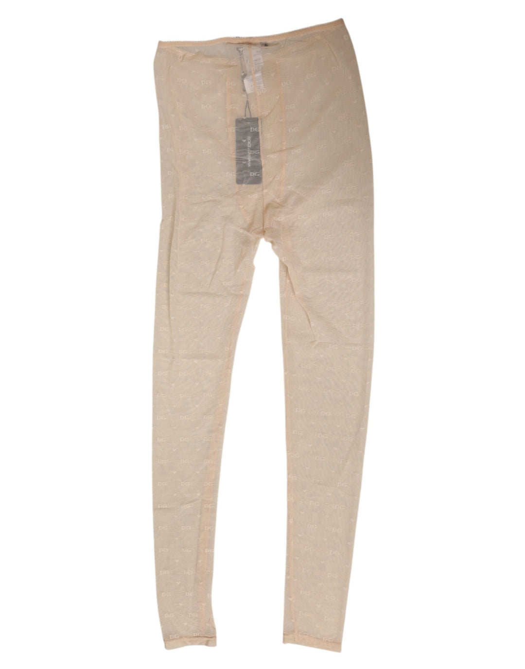 Dolce &amp; Gabbana Beige Nylon Stretch Logo Lace Leggings Underwear