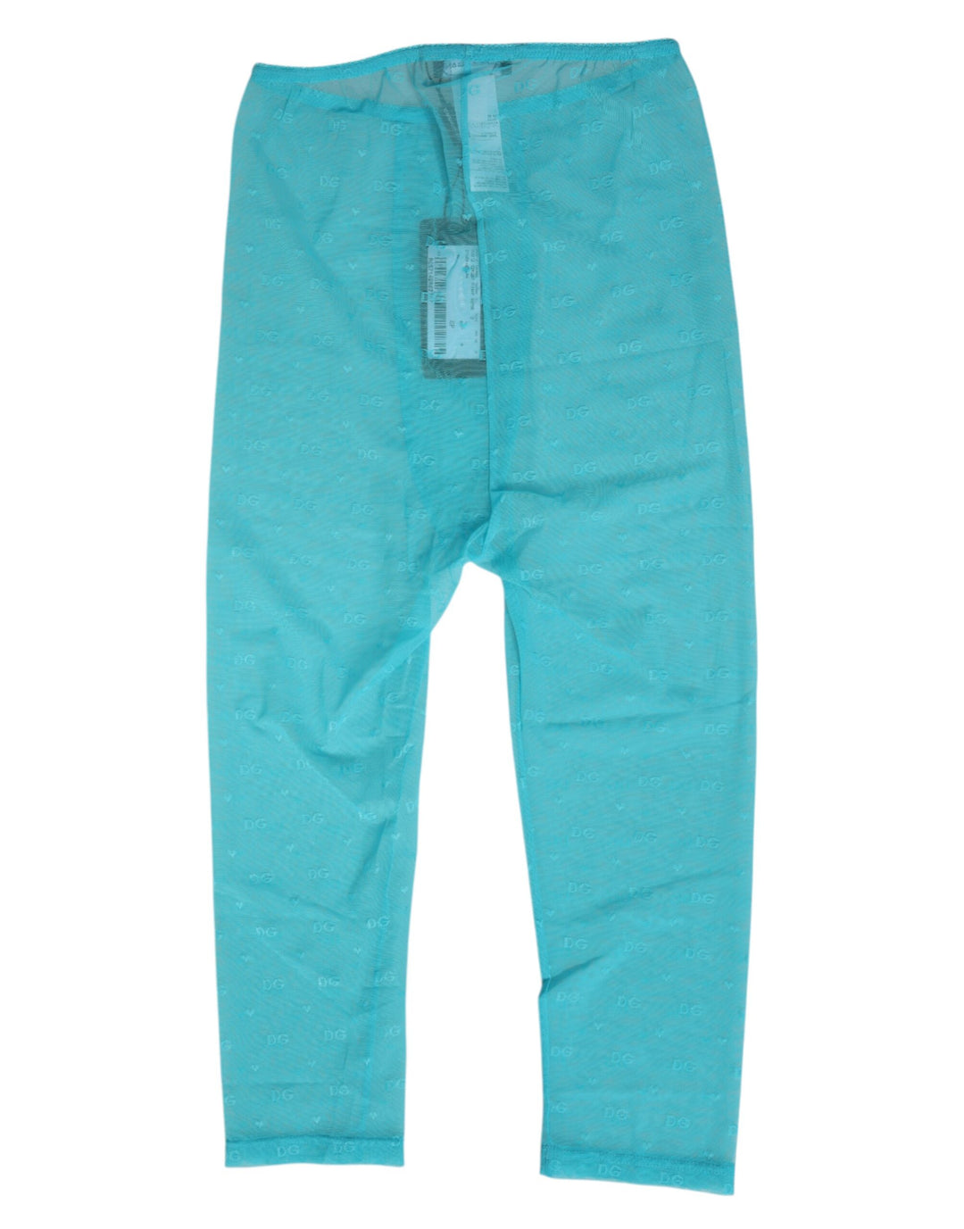 Dolce &amp; Gabbana Light Blue Logo Lace Tight Midi Trouser  Underwear