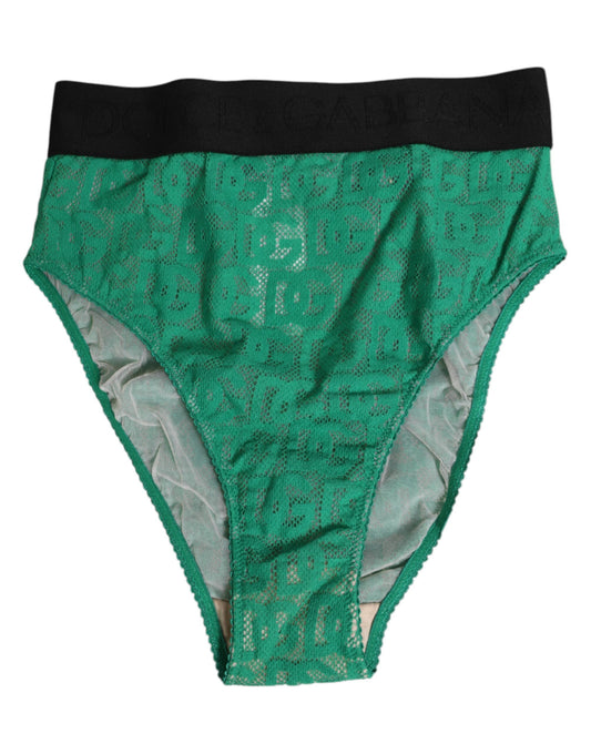 Dolce & Gabbana Green DG Logo Lace High Brief Panty Underwear