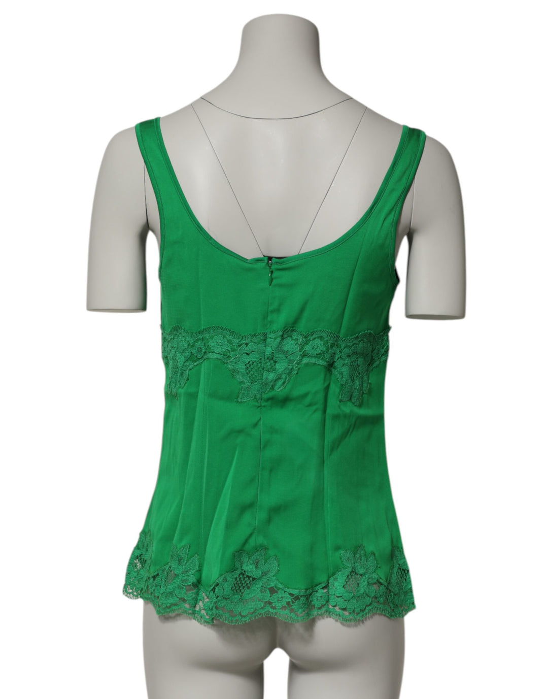 Dolce &amp; Gabbana Green Floral Lace Tank Lingerie Top Underwear