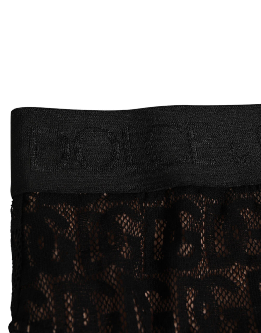 Dolce &amp; Gabbana Black DG Logo Lace High Brief Panty Underwear