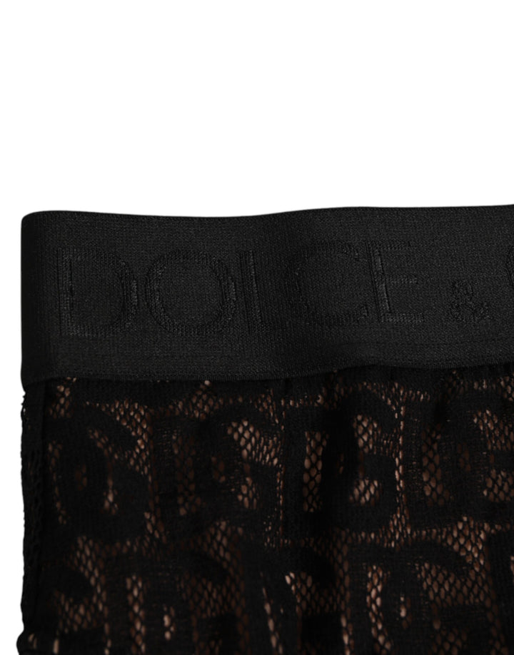 Dolce &amp; Gabbana Black DG Logo Lace High Brief Panty Underwear