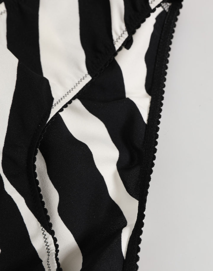 Dolce &amp; Gabbana Black White Zebra Print Slip Briefs Underwear