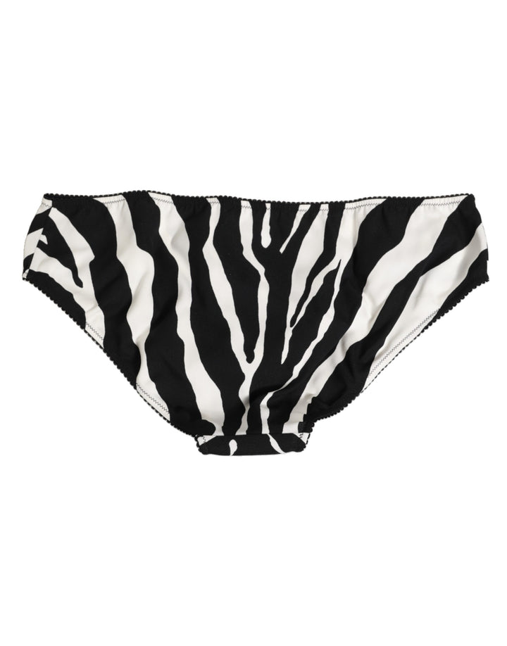 Dolce &amp; Gabbana Black White Zebra Print Slip Briefs Underwear