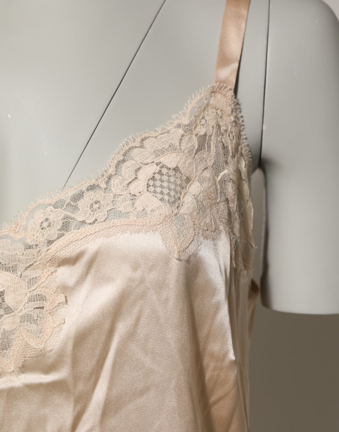 Dolce &amp; Gabbana Nude Chemise Lingerie Silk Blend Lace Trim Dress
