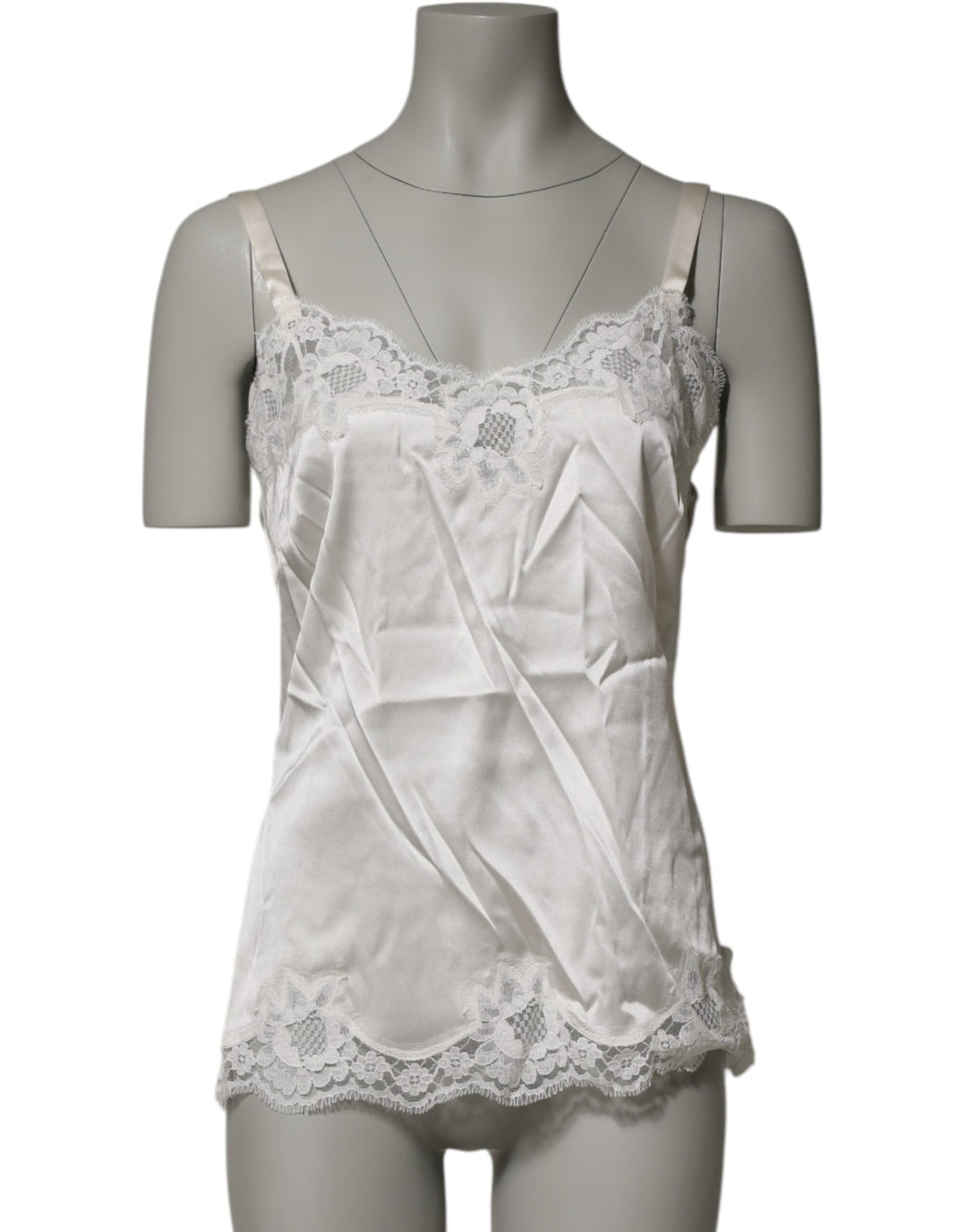 Dolce &amp; Gabbana Off White Floral Lace Tank Lingerie Top Underwear