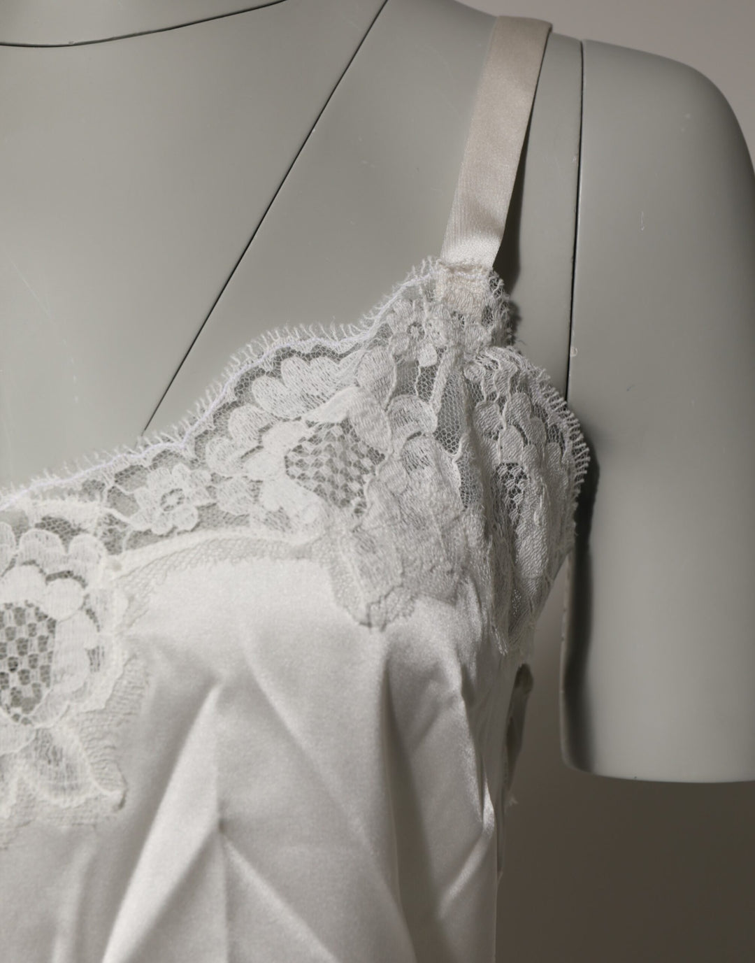 Dolce &amp; Gabbana Off White Floral Lace Tank Lingerie Top Underwear