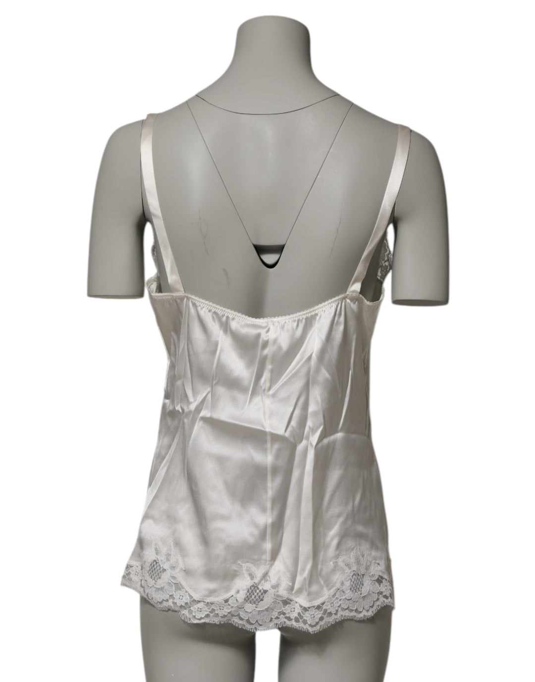 Dolce &amp; Gabbana Off White Floral Lace Tank Lingerie Top Underwear