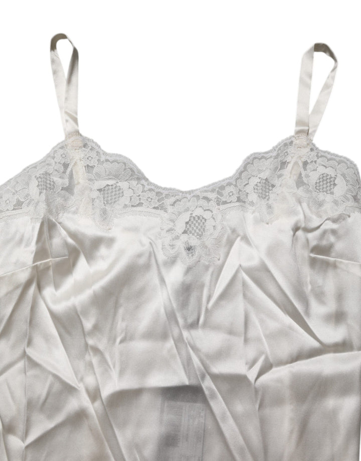Dolce &amp; Gabbana Off White Floral Lace Tank Lingerie Top Underwear