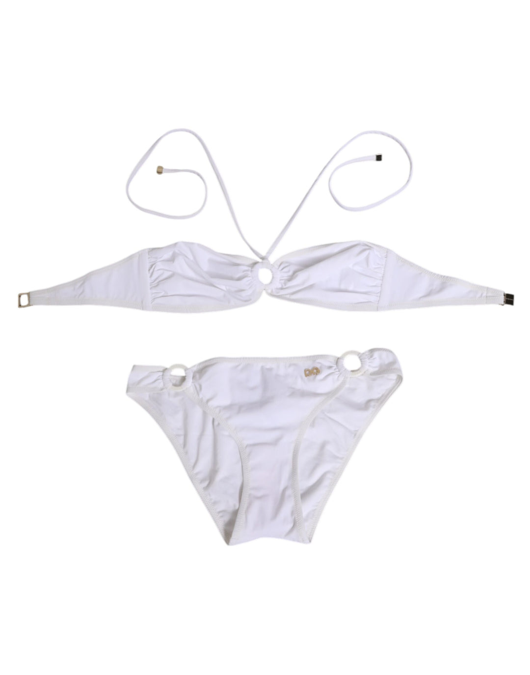 Dolce &amp; Gabbana White Logo Swimsuit 2 Piece Top Bottom Swimwear